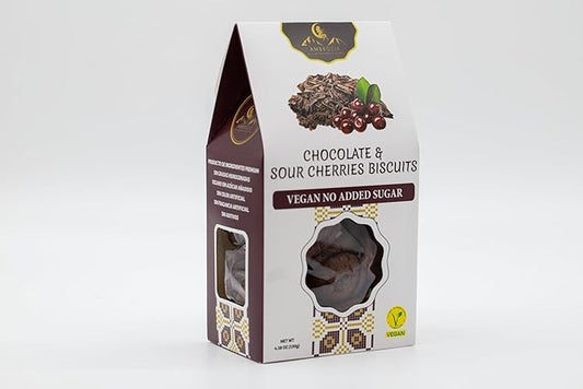 Ambrozia Vegan Snack Biscuits ??Chocolate & Sour Cherry - Soft Baked, No Added Sugar, Clean Label, High Fiber & Wholesome Ingredients, Kid-Friendly, Healthy Snacks for Active Lifestyles, 4.58 Oz