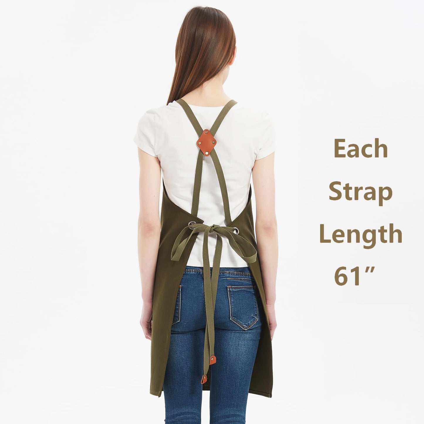 AFUN Chef Aprons for Women Men with Oversized Pockets, 12-Ounce Cotton Canvas Cross Back Water