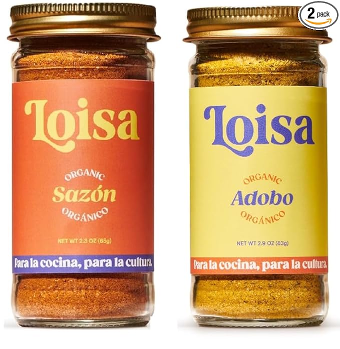 Loisa Adobo + Sazon Duo - USDA Organic, Non-GMO, No-MSG, No Preservatives, No Artificial Coloring, No Artificial Flavors