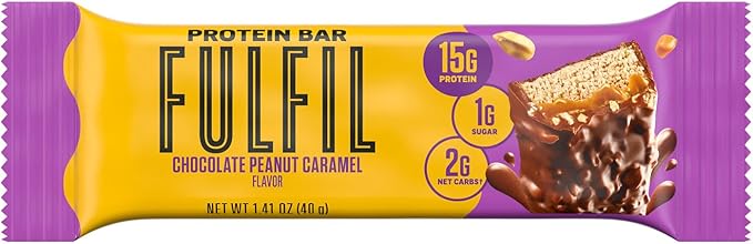 FULFIL Protein Snack Bars, Chocolate Peanut Caramel Flavored, Gluten Free with 15g Protein, Pantry Staples, 12 Count