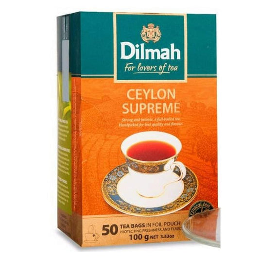 Dilmah Ceylon Supreme Tea - 50 Tea Bags in Foil Pouch - Finest Pure Ceylon Black Tea Box -100g (3.53 oz)