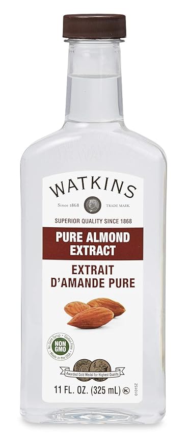 Watkins Pure Almond Extract, 11 oz and Watkins All Natural Original Gourmet Baking Vanilla, with Pure Vanilla Extract, 11 Fl Oz Bundle