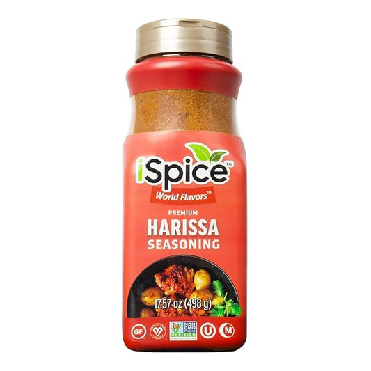 iSpice Blend | Harissa Seasoning | 17.57 oz | Mixed Spice & Seasoning | Bulk Size | Halal | Kosher (Harissa)