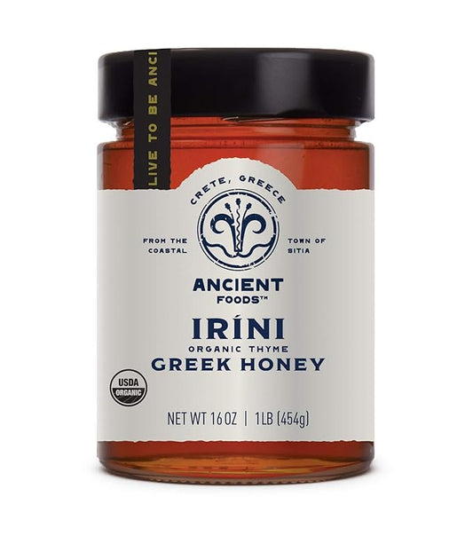 Thyme Honey by Ancient Foods - Organic Honey Raw Unfiltered Authentic Greek Honey from Greece | Organic Thyme Honey | Real Honey from Crete, Greece | 454g (Irini)