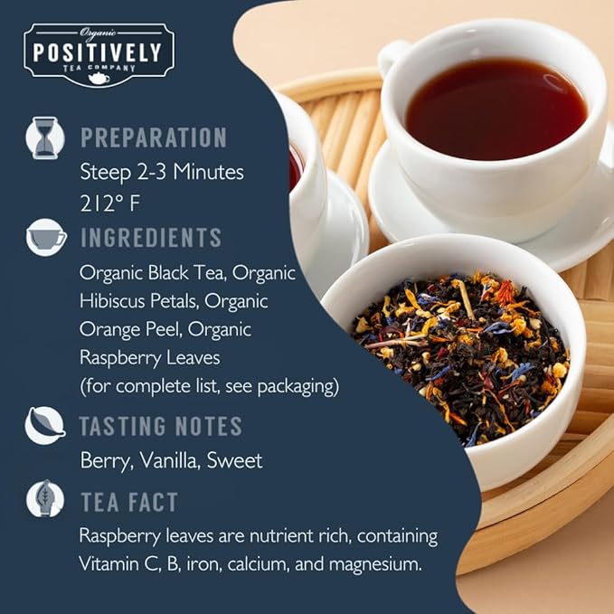 Organic Positively Tea Company, Paradise Black Tea, Loose Leaf, 16 Ounce