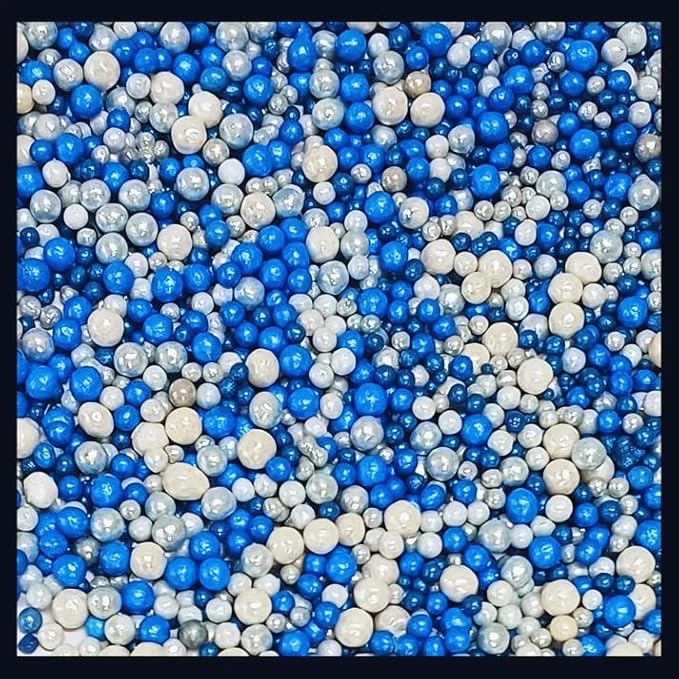 Confect Love Disco Balls Sprinkles Mix | Blue & Silver Pearl Dragees for Cake Decorating, Cupcakes, Cookies, Desserts ??Edible Metallic Sprinkle Toppings for Baking & Parties | Vegan, Gluten-Free, Nut-Free, Soy-Free, Dairy-Free, Palm Oil-Free- 4.2 Oz
