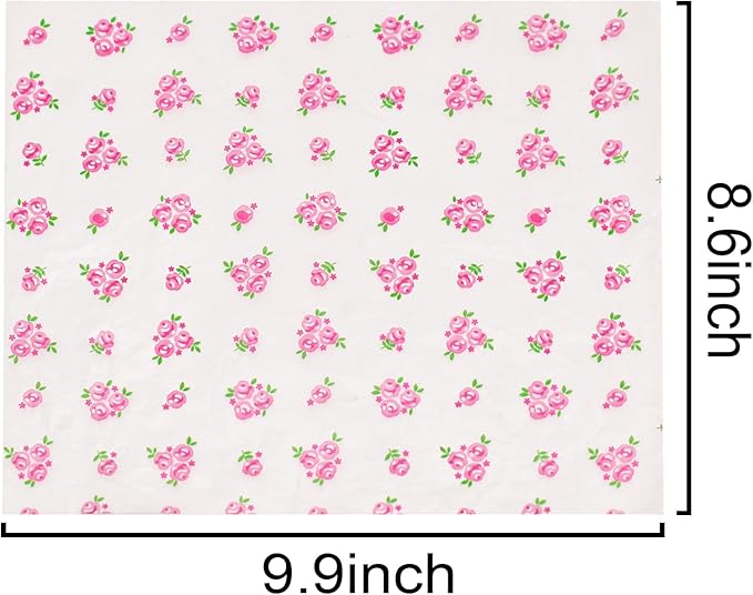 Wax Paper Sheets Food Colored Candy Baking Greaseproof Wrapping Paper For Christmas Rose Pattern (100Sheets)