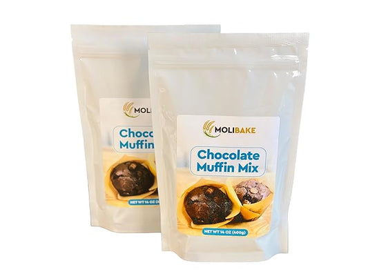 Molibake Chocolate Muffin Mix - Pack of 2 ??Premium Chocolate Muffin Baking Mix with Cocoa Powder and Real Chips for Home Oven and Maker ??14 oz ??Easy-to-Use Mix for Fluffy, Bakery-Style Homemade