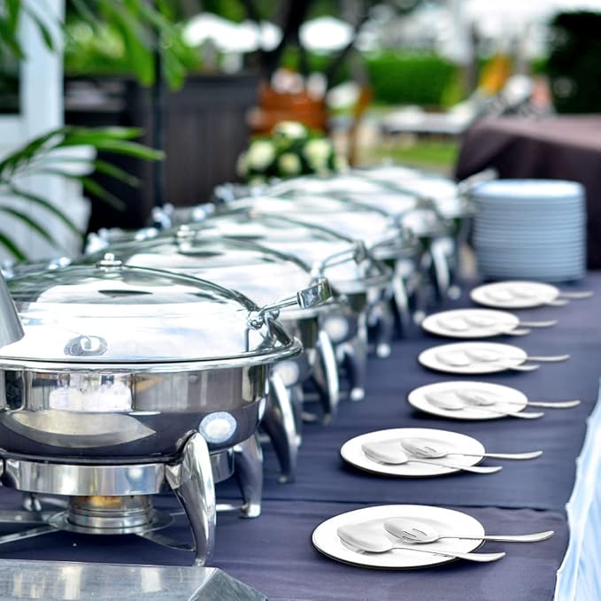 6 Pieces Serving Spoons Set, 8.7 Inch, Includes 3 Serving Spoons and 3 Slotted Spoons, Large Stainless Steel Buffet Banquet Utensils Cutlery Set for Home, Kitchen