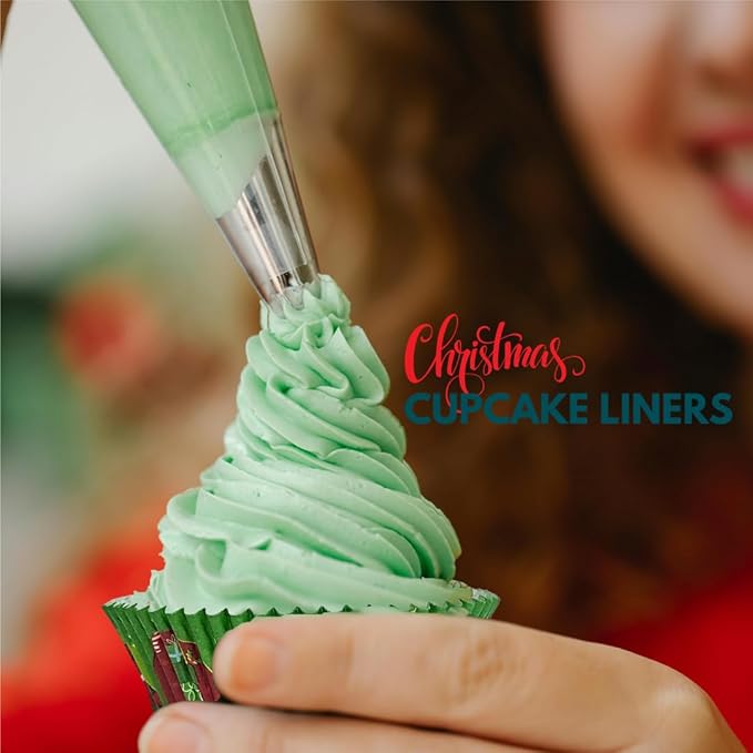 Christmas Cupcake Liners, 500 ??Standard Size Xmas Design Holiday Baking Cups, Paper Muffin Cups for Christmas Parties, Holiday Decoration & Treats, Cupcake Wrappers, Cupcake Holders, cupcake carrier