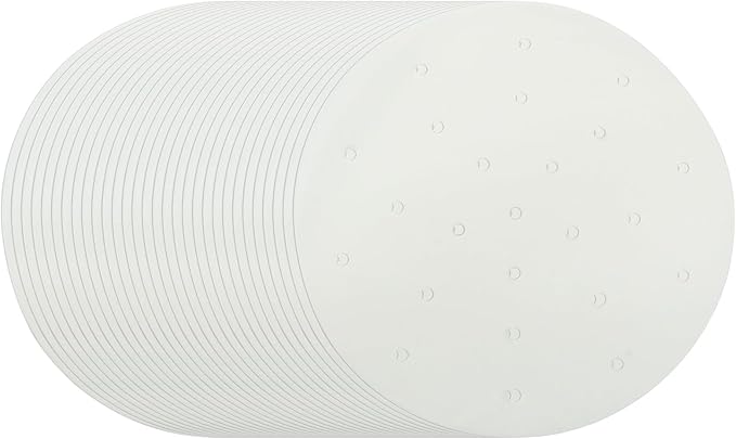 100 Pack 9 Inch Bamboo Steamer Liner - Round Air Fryer Parchment Paper with Holes - White Non Stick Steamer Paper for Air Fryer Basket, Oven, Microwave, Bamboos Steamer