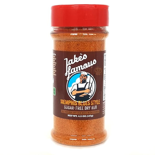 Jake?™s Famous Memphis Rub, BBQ Rub 4.5 Oz, Sugar Free, Gluten Free, Classic Southern Barbecue Seasoning for Chicken, Ribs, Pork, Beef, Seasoning Mix for Grilling Pack of 1
