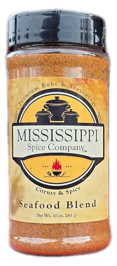 Mississippi Spice Company Premium Rubs & Seasonings, Seafood Blend, Citrusy & Spicy,10 oz