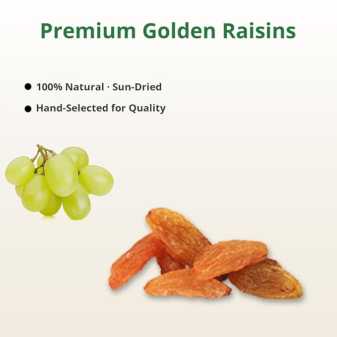 Naturebliss Premium Golden Raisins, Seedless Grape Dried Fruit Snacks, No Sugar Added, No Preservatives, Non-GMO, Naturally Shade-Dried Raisins, Healthy Power Gummy Snack (11 OZ/Pack of 1)