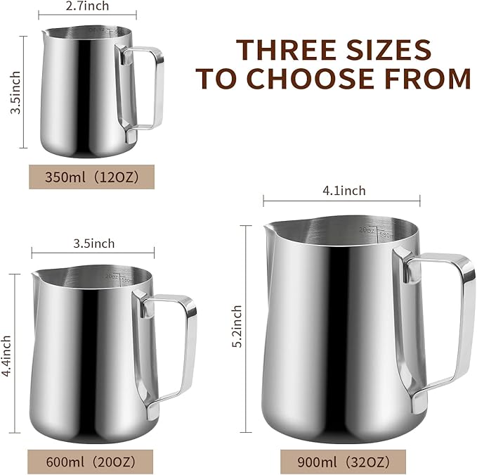 Stainless Steel Espresso Milk Frothing Pitcher - 12OZ/350ML Coffee Milk Frother Cup with Decorating Art Pen for Espresso Machine, Latte Art