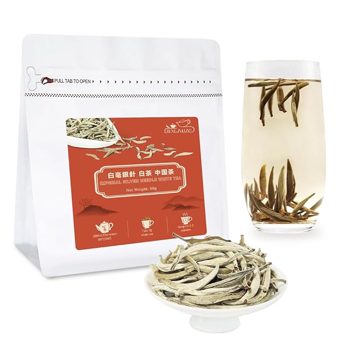 LWXLJMJZC-2.8oz/80g Silver Needle White Tea | Chinese Silver Tips Loose Leaf Tea | Yunnan Yin Zhen With Delicate Honeysuckle