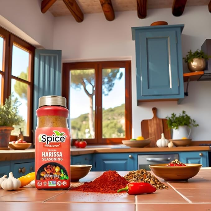 iSpice Blend | Harissa Seasoning | 17.57 oz | Mixed Spice & Seasoning | Bulk Size | Halal | Kosher (Harissa)
