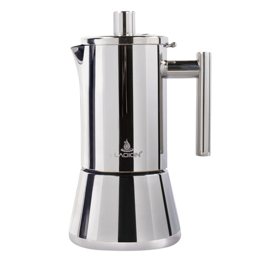 LAOION Stovetop Espresso Maker, 6Cup 10 oz Moka Pot, Stainless Steel