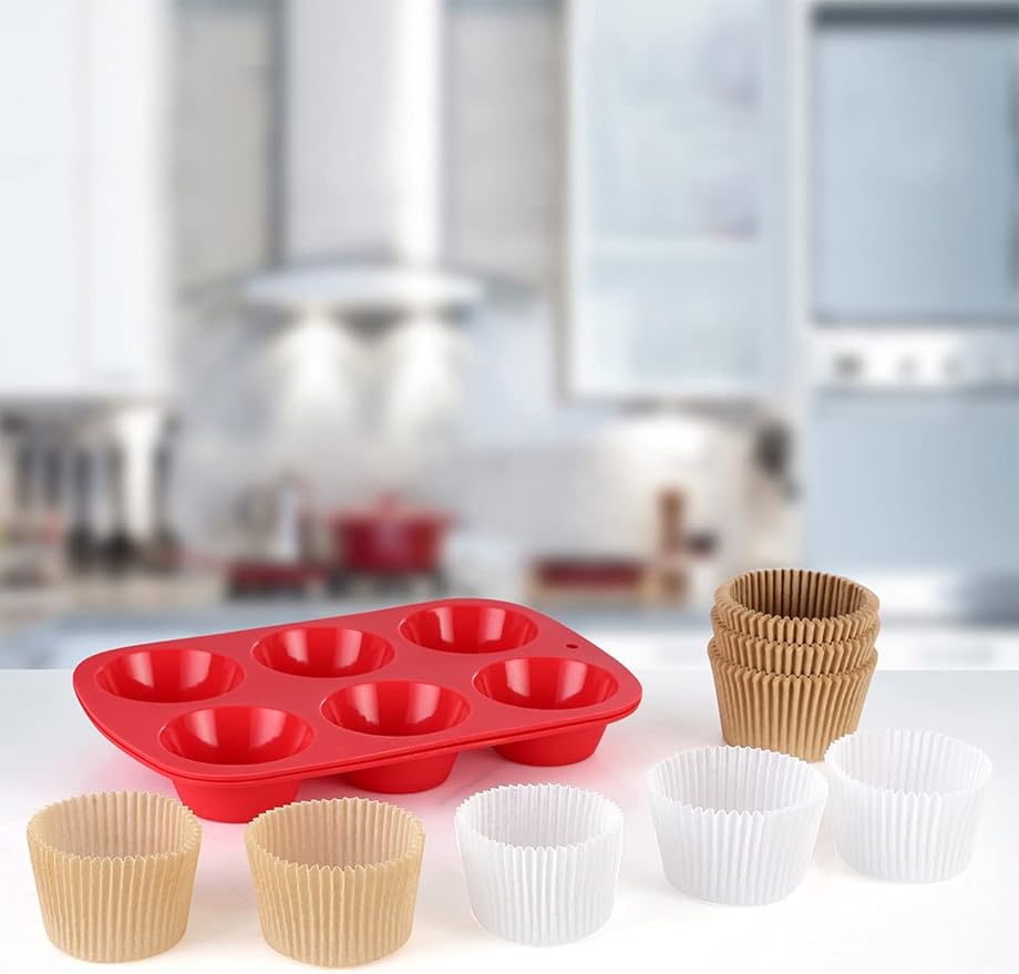 Gifbera Jumbo Cupcake Liners Greaseproof Paper 200 Count - Food Grade Odorless Muffin Baking Cups Cupcake Wrappers for Wedding Birthday, Natural