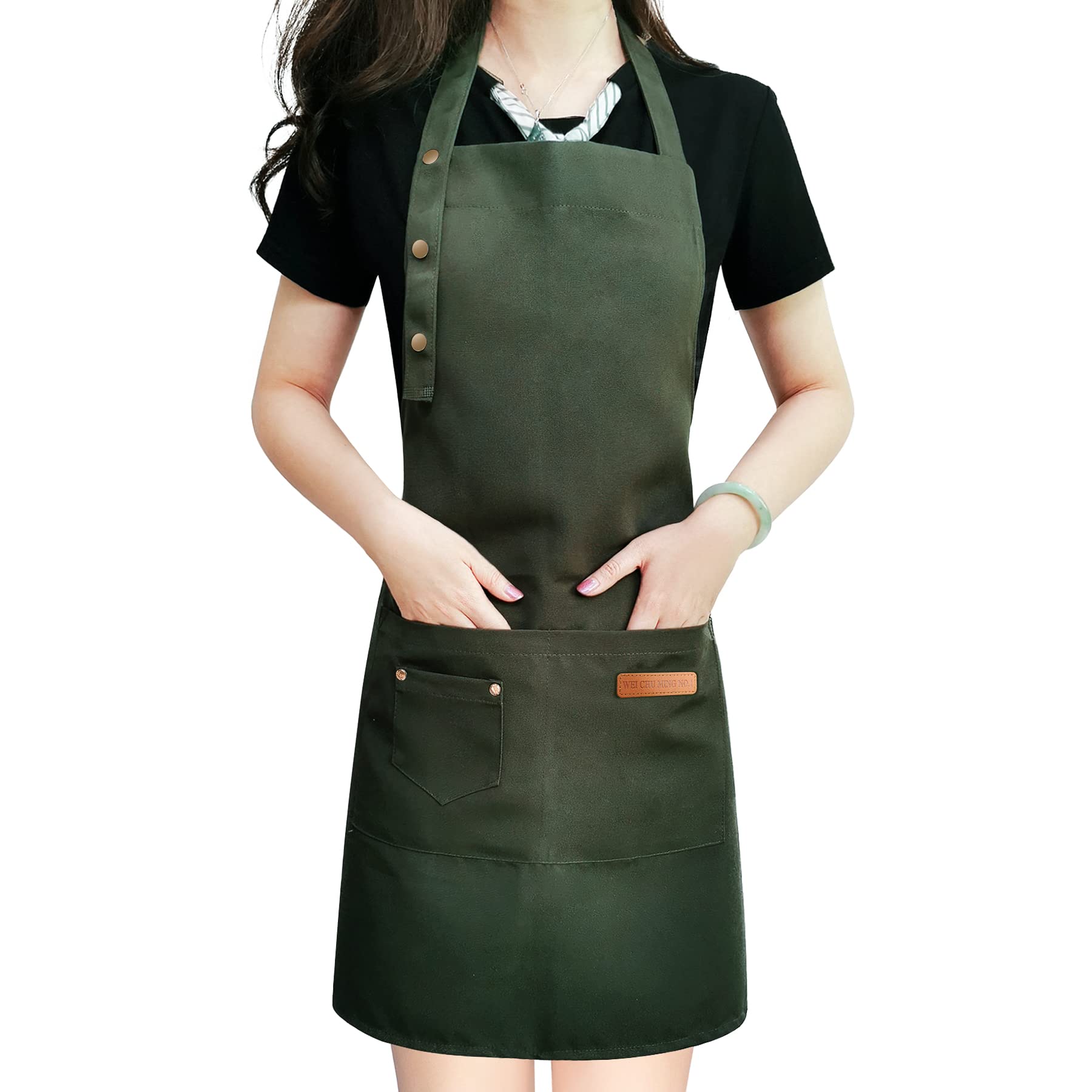 LOYGLIF Apron for Men Women with Adjustable Straps and Large Pockets, Canvas Cotton Cooking Kitchen