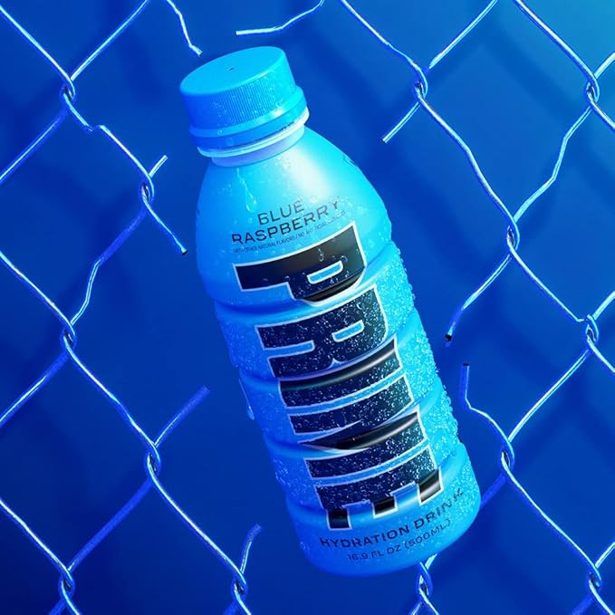 PRIME Hydration BLUE RASPBERRY, Sports Drinks, Electrolyte Enhanced for Replenishing Fluids, 250mg BCAAs, B Vitamins, Antioxidants, Low Sugar, 16.9 Fl Oz, 12 Pack