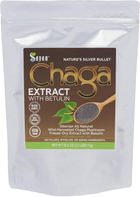 Sayan Siberian Chaga Mushroom Extract with Betulin Powder (2.2lbs)?“Organic Antioxidant Blend