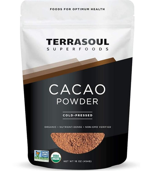Terrasoul Superfoods Raw Organic Cacao Powder, 16 Oz, Rich Chocolate Goodness for Baking, Smoothies, and Blissful Hot Cocoa
