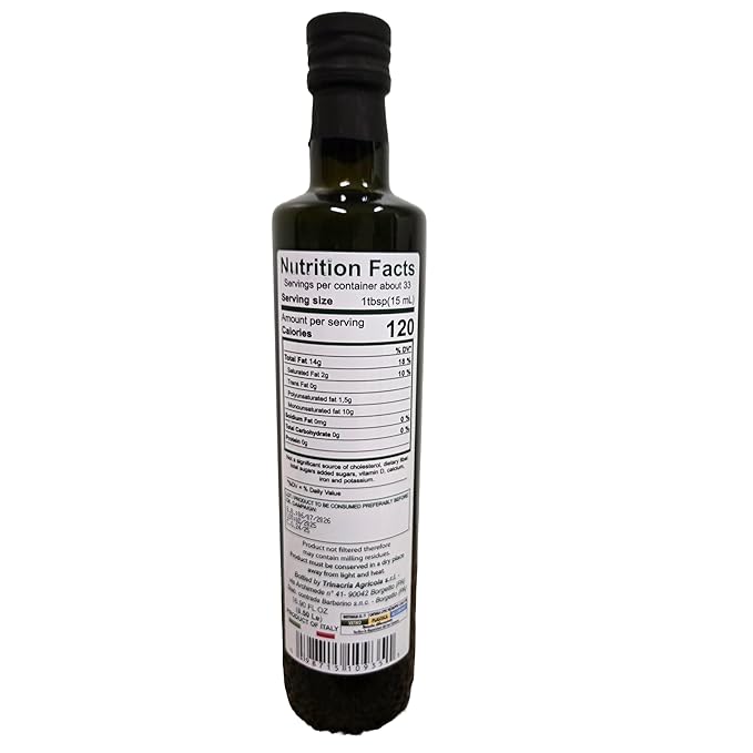 Zagarello 100% Traceable Italian Olive Oil Extra Virgin - 16.9 Fl Oz Unfiltered, Pure, IGP Certified