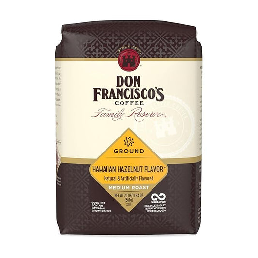 Don Francisco's Hawaiian Hazelnut Ground Coffee, Medium Roast ??Flavored 100% Arabica,20 oz Bag, Premium Coffee for Drip, Pour Over & French Press