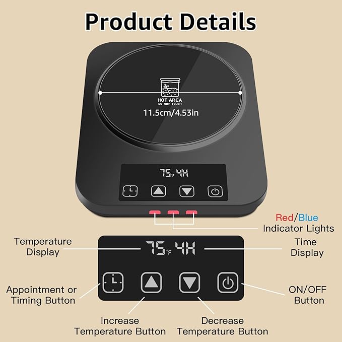 Sourdough Starter Warmer 3.0 – Precise 1°F Thermostat Control (70–100°F), Auto On/Off, 12-Hour Timer, Fits Jars Up to 40oz, Ideal for Home Baking and Fermentation