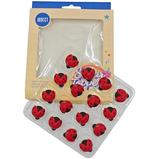 Edible 16pcs Insect Themed Ladybug Sugar Sprinkles Dessert sprinkles Cake Cupcake Toppers cookie Icing decorations for cake Decorating