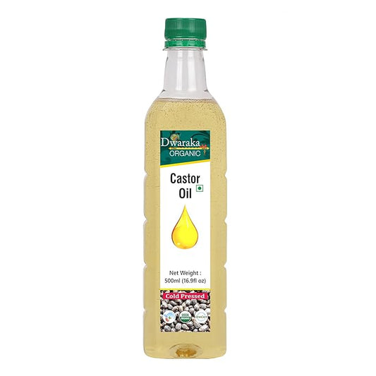 Dwaraka Organic Cold Pressed Castor Oil for Hair Growth, Skincare and Massages - 16.9 Fl Oz (500