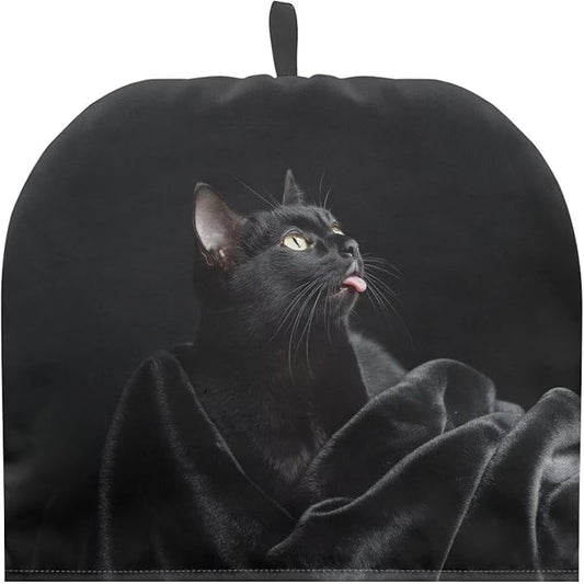 Black Cat Pattern Cow Tea Cozy for Teapot Thanksgiving Day Customized Teapot Covers Dome Teapot Cover with Handle Dust Cover Kitchen Kettle Dust Cover Can Hung and Folded 竊뉰lack竊?"<div>