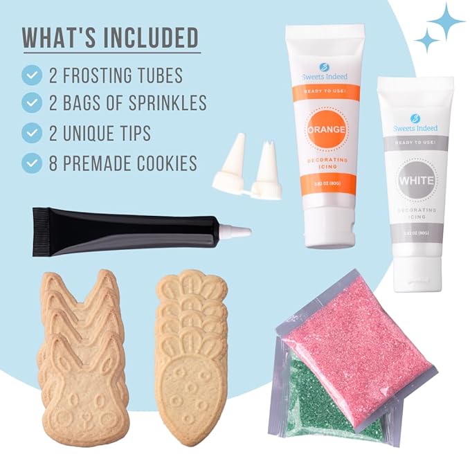 Sweets Indeed Holiday Cookie Decorating Kit plus Sprinkles Frosting Tubes nozzles 14.17 ounces Perfect for baking and cookie decoarting (Easter)
