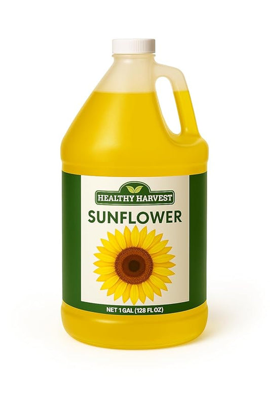Healthy Harvest Non-GMO Sunflower Oil - Healthy Cooking Oil for Cooking, Baking, Frying & More - Naturally Processed to Retain Natural Antioxidants (One Gallon)