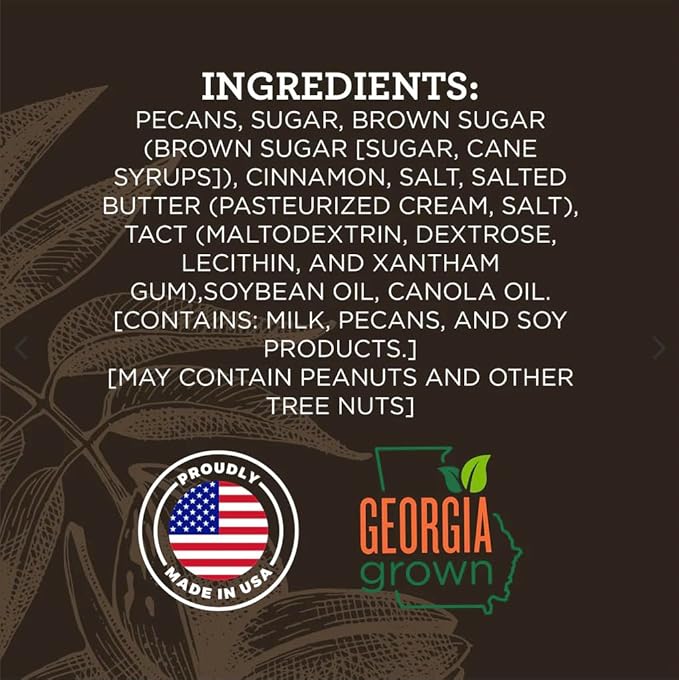 HUDSON PECAN COMPANY: Cinnamon Pecans, Georgia Grown, Family Owned. Cinnamon & Sugar Candy Coated Pecans, Expertly Baked to Perfection, (Perfect for Salads, Baking, Snacking & Gifting), 8oz