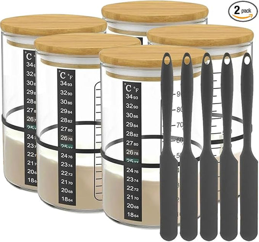 Pro Sourdough Bread Starter Kit - 34 oz sourdough jar with 5 unique features for the perfect sour dough bread & sourdough starter kit - baking supplies (34oz-5pack)