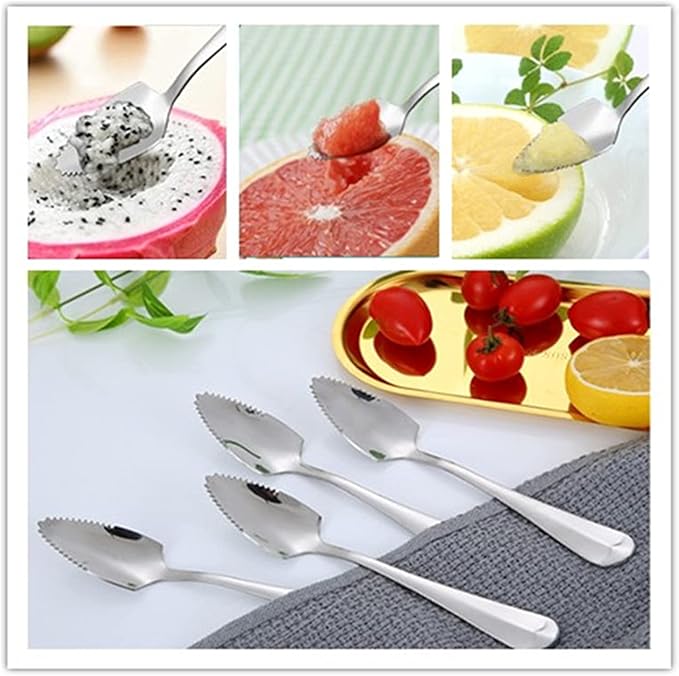 6-Piece set, stainless steel serrated grapefruit spoon, suitable for citrus fruits, kiwi, dragon fruit and other fruitsï¼? inches