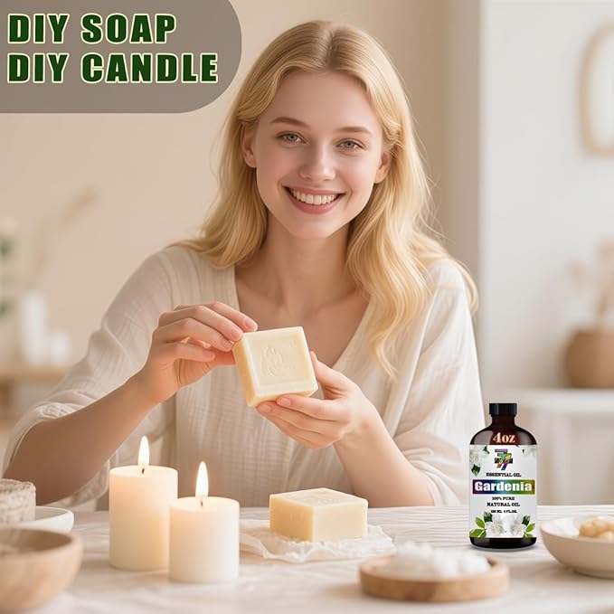 Gardenia Essential Oil (4 oz/120 ml) ??Gardenia Oils for Aromatherapy, diffusers, humidifiers, Home fragrances, DIY Skincare, soap Making, DIY Candle, Relaxation, Yoga, and Meditation