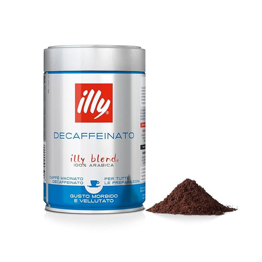illy Ground Coffee Espresso - 100% Arabica Beans ??Classico Decaf Roast - Notes of Caramel, Toasted Bread & Chocolate - Rich Aromatic Profile - No Preservatives ??8.8 Ounce