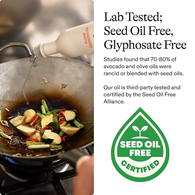 Algae Cooking Club Chef-Grade 100% Algae Cooking Oil - High Smoke Point 535째F - Rich in Omega-9, Neutral Buttery Flavor - Seed-Oil Free - Perfect for Searing, Baking, Frying & Dressings (16 fl oz)