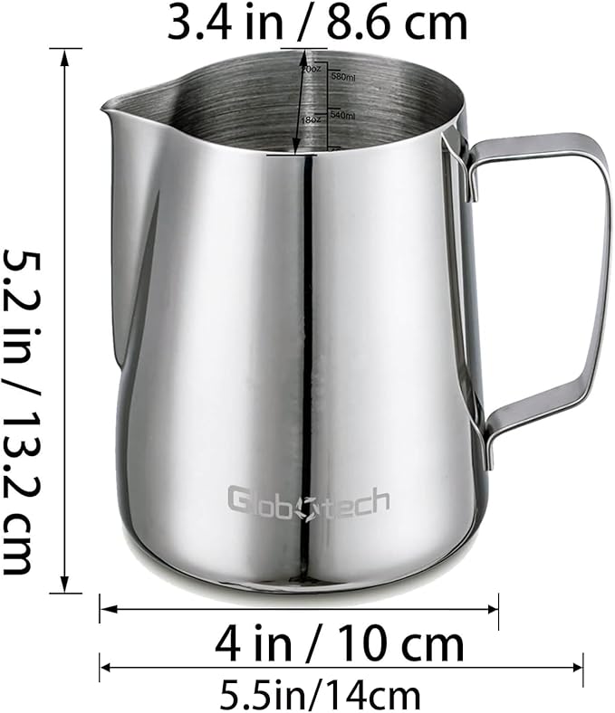 Espresso Steaming Pitcher Milk Frothing-Cup - Stainless Steel Cappuccino Coffee Steamer Jug Matcha Chai Hot Chocolate Cup 32 Oz (900ml)