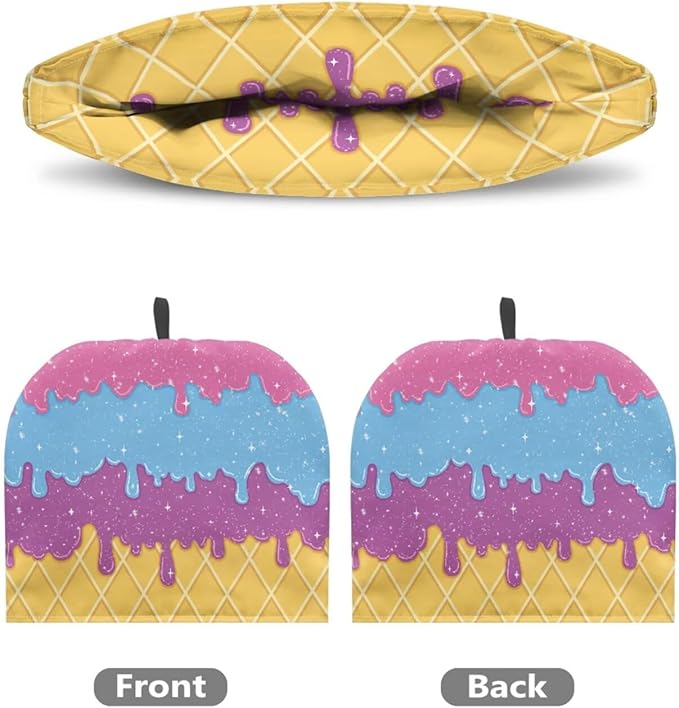 Delicious Ice Cream Print Tea Cozy for Teapot Insulated Kettle Dust Cover Fabric Tea Pot Cover Portable Easy to Clean for Hotel Restaurant Party