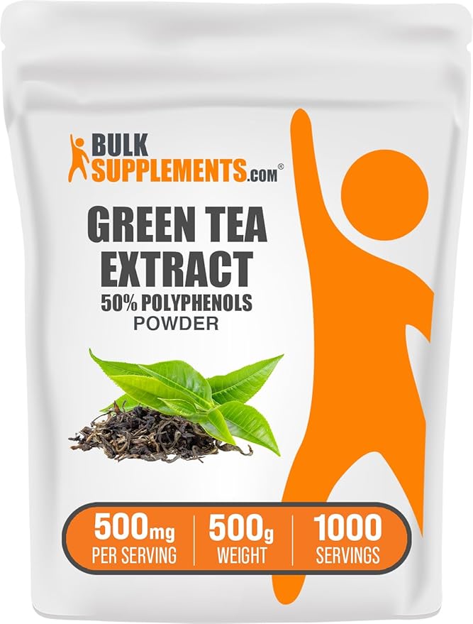 BulkSupplements.com Green Tea Extract Powder - 50% Polyphenol, Green Tea Supplement, Herbal Supplement - Gluten Free, 500mg per Serving, 500g (1.1 lbs) (Pack of 1)