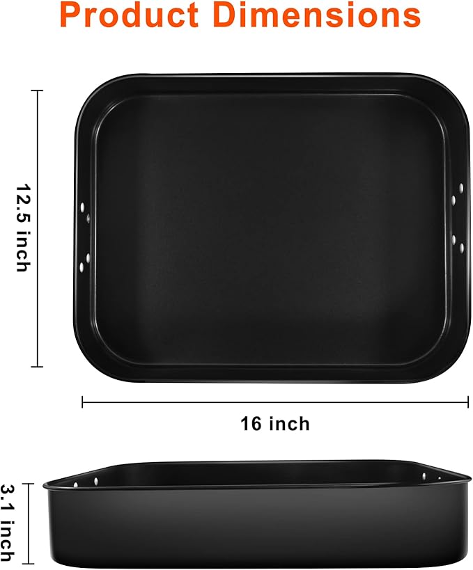 Lasagna Pan Deep, Baking Pan for Oven, 16x12x3 Inch Baking Dishes for Oven, Roasting Pan Brownie Pan with Handles, Rectangle Cake Pans Sets for Baking, Deep Baking Pan, Nonstick Bakeware Set
