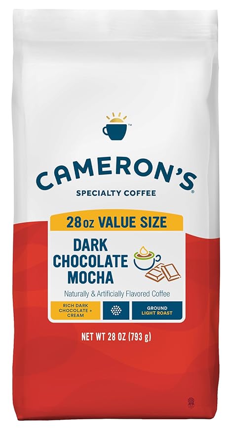 Cameron's Coffee Roasted Ground Coffee Bag, Dark Chocolate Mocha, Smooth Flavored Coffee, Sustainable, Small-batch Roasted, 28 Ounce (Pack of 1)