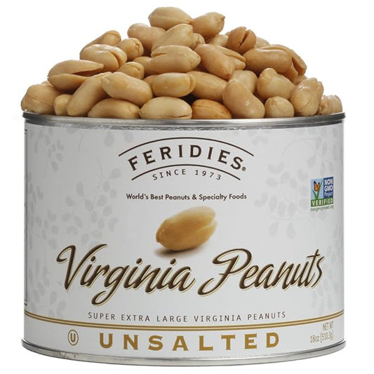 FERIDIES Unsalted Virginia Peanuts, Non-Gmo Project Verified, Kosher Certified 18oz (Pack of 1) XL, Salt Free