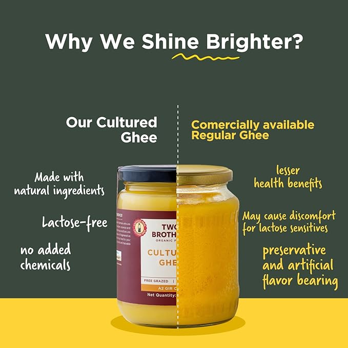 A2 Ghee Butter Organic Grass Fed from Gir Cow | Gut Friendly | Healthy Butter Alternative | Non-GMO, Lactose-Free, Keto Friendly ??16 Oz from Two Brothers Organic Farms