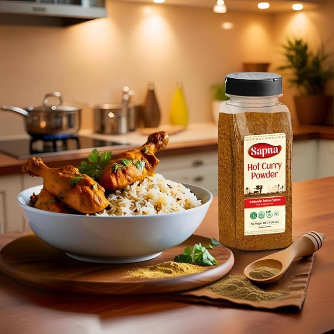 Sapna Hot Curry Powder, 14 OZ, Premium Authentic Indian Spice Blend, All Natural