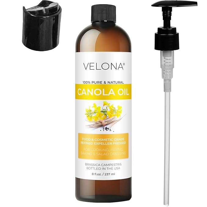 velona Canola Seed Oil 8 fl oz | 100% Pure and Natural Carrier Oil | Refined, Expeller pressed | Cooking, Dressing, Skin, Face, Body, Hair Care | Use Today - Enjoy Results